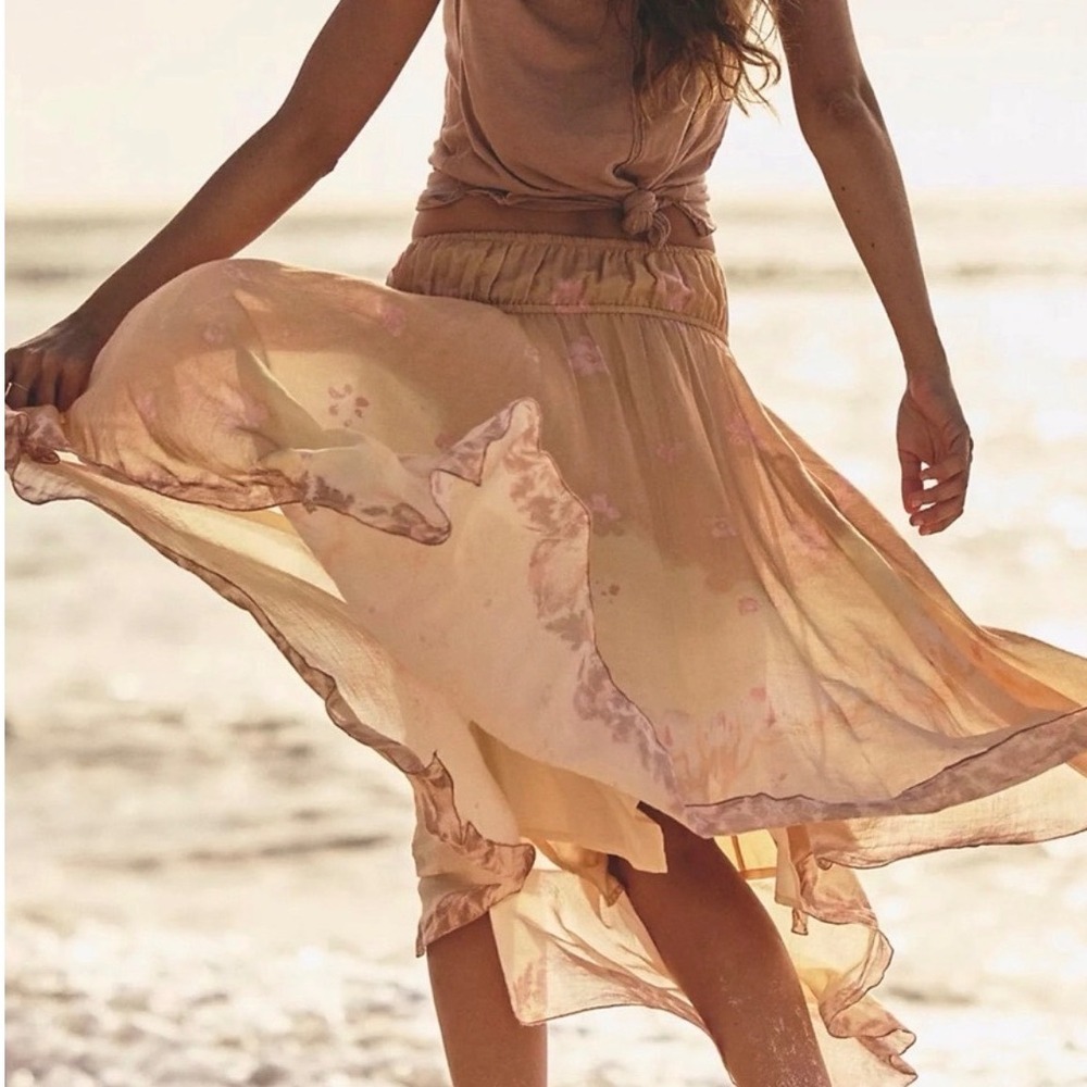 Free People FP One Kaia Asymmetrical Skirt Desert Mirage Size L NWT SOLD OUT